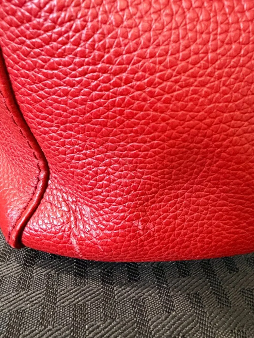 Tignanello Red Pebbled Leather Tote Bag